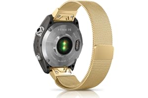 Niboow Pasek QuickFit 20 mm do Garmin Fenix 7S Pro Solar/Epix 2 Pro 42mm, męski i damski pasek magnetyczny ze stali nierdzewnej kompatybilny z Fenix 7S/6S/6S Pro/5S/5S Plus/Descent Mk2S - złota