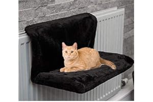 Rainberg Cat Dog Radiator Bed Warm Fleece Beds Basket Cradle Hammock, Keeps Pet Warm, Easy to install (Black)