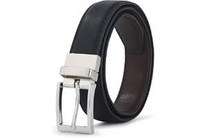 AWAYTR Reversible Kids Belts for Boys - Black and Brown Leather Belt for School Uniform Casual Jeans
