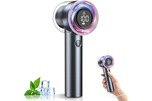 Dancial Ventilador Turbo Portátil de Mano, 5000mAh Ventilador de alta Velocidad,3 en 1 Ventiladores de Viaje para Actividades al Aire Libre/Interior (Negro púrpura)