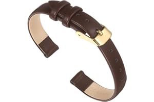 sourcing map Multi-sizes Genuine Leather Band, Flat Thin Elegant Leather Watch Strap for Men and Women