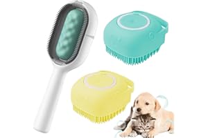 LONIMIA Spazzola per l'acqua per gatti, in silicone, spazzola per la pulizia dei peli di animali, spazzola da bagno in silicone, spazzola per gatti con serbatoio dell'acqua, set da 3 pezzi per animali