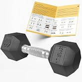 ManiBoom Professional Ergonomic and Non-Slip Rubber Hex Dumbbells with Chrome Bar &ndash; Dumbbells and Dumbbells Various Kilos 10
