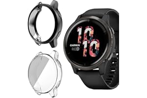 Etui Niboow [2 części] kompatybilne z Garmin Venu 2, pełna ochrona ekranu ramka odporna na zarysowania, miękkie etui pełne etui kompatybilne z Garmin Venu 2-Black+przezroczyste