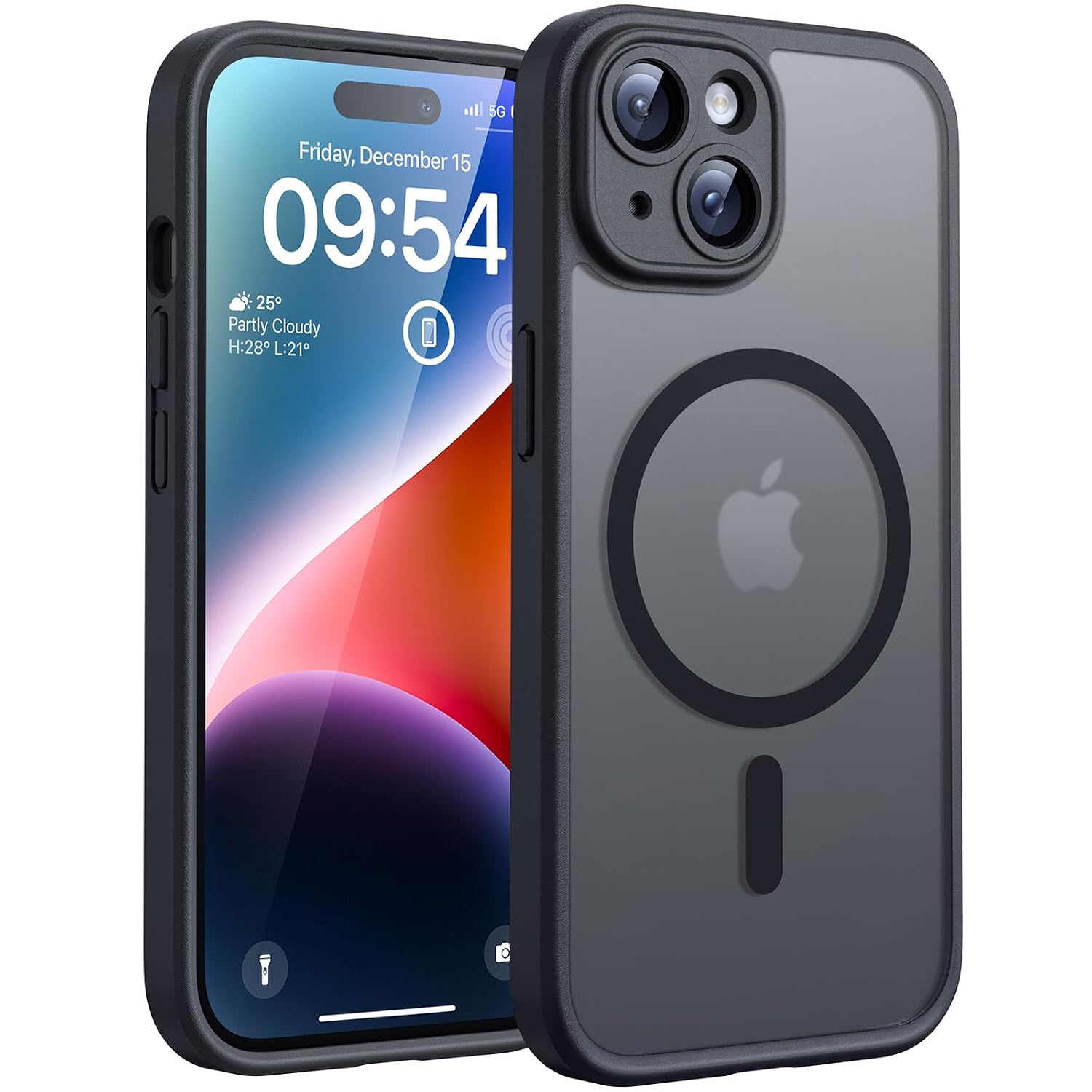 TOCOL Cover Magnetica per iPhone 14 6,1 Pollic, Compatibile con MagSafe, Protezione Fotocamera Integrata, Custodia Antiurto Traslucida Opaca, Nero