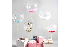 Yiran 6 Pieces Jumbo Bobo Balloons Clear Round Balloons Reusable Fillable Transparent for Photo Shoot DIY Wedding Birthday Halloween Party Festival Decoration (28 Inches)