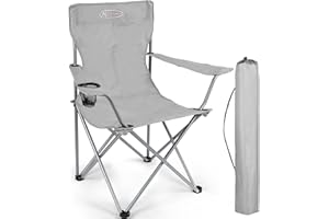 ACTIVE FOREVER Sedia da Campeggio Pieghevoli, Sedie da Esterno Leggerae e Portatile, Max Portata 100kg, Sedia Comoda Adatta con Porta Tazza e Braccioli per Campeggio, Spiaggia, Pesca, Barbecue-Grigio