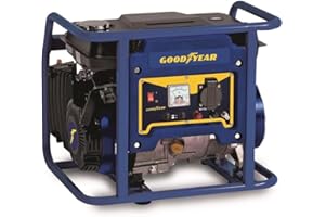 Goodyear - Generador Eléctrico Silencioso 1.000 W. 230V Tensión Nominal. Motor 4 tiempos OHV. Arranque Manual. Regulador Automático Tensión AVR. Depósito Gasolina 6 L