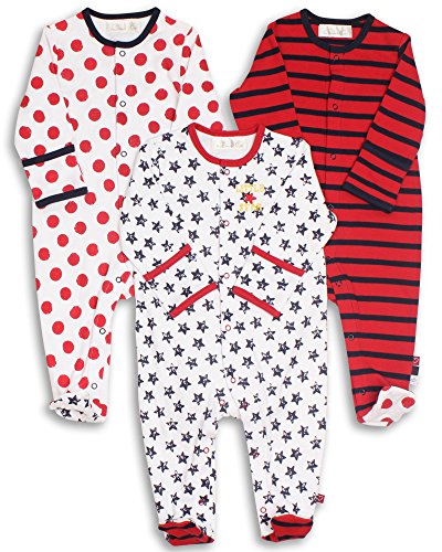 The Essential One - Unisex Pack of 3 Baby Sleepsuits / Babygrows ESS36 (3-6 months)