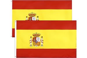 BRELET 2 Piezas 90 x 150 cm Bandera de España Grande con Anillos Duraderos.Flag al España para el Festival Europeo de Fútbol Decoración de Interiores.Resistente Spanish Flag