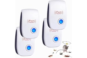 MERWLUKT Ultraschall Mäuseabwehr, Mäuseschreck Gegen Mäuse und Ratten, Innenräumen Ultraschall Schädlingsbekämpfer Mäusevertreiber für Vertreiben Mäuse Mücken Spinnen Kakerlaken Insekten, 4 Stück