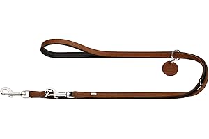 HUNTER Comfort regulowana smycz dla psa, skóra, prosta, wytrzymała, elastyczna, 2 x 200 cm, kolor koniakowy