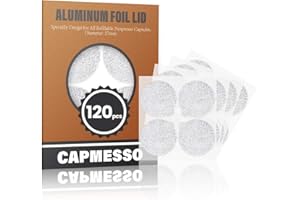 CAPMESSO Foglio di Alluminio Autoadesivo Coperchi per riutilizzare Le Capsule di caffè Espresso compatibili con Nespresso 120 / Pacchetto
