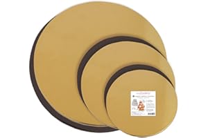 ScrapCooking -Kit de 6 Supports à Gâteaux Ronds - Diamètres 14, 18, 22 cm - Carton Réversible Doré & Noir - Idéal Pièces Montées - Disques Ustensile Pâtisserie Boulangerie - Fabriqués en France - 5200