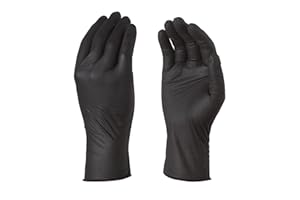 TouchGuard Disposable Gloves Sensitive Black Nitrile, Powder Free - Box of 100 - Size Medium