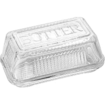 Mini Butterdose Aus Glas Mit Holzdeckel | Transparent, Gewölbt | Käseschale Mit Griff | 10,5/13,5 Cm
