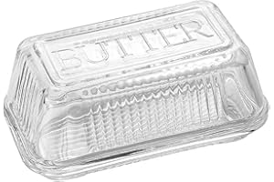 GJIE Glass Butter Dish - Stylish Butter Serving Tray with Lid, Easy to Use and 100% Food Safe, 17x10x7cm