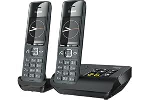 Gigaset Family A Duo - Two Handsets - Cordless DECT Telephone with an Answering Machine - Timeless and Elegant Design, Black [UK Version]