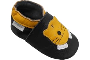 Bemesu Pantoufles en Cuir, Chaussures rampantes, Pantoufles pour bébés en Cuir Souple pour Filles et garçons 0-24 Mois UE 18-24
