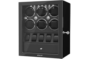 XTELARY Caja giratoria automática para Relojes con Compartimentos Flexibles para Guardar Relojes y Joyas, iluminación LED integrada, Motores Mabuchi silenciosos