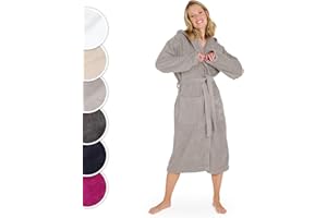 Blumtal Bademantel Damen Frottee in M aus 100% Baumwolle - OEKO-TEX zert. Sauna Bademantel Damen Baumwolle aus Velour & Frottier- extra saugstarke Bathrobe Women - Morgenmantel mit Kapuze- Grau