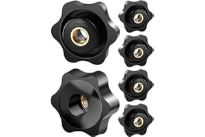 FOMGIIN 6 Tornillos de Estrella M6, Tornillos de Mariposa de 38 mm de Diámetro Exterior, Tuercas de Perilla Palomilla de Sujeción Estrella, Rosca Tornillo de Mariposa Negros, Tuercas de Mariposa