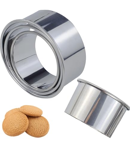 4 stampi rotondi per biscotti in acciaio inox piccoli anelli per torte mousse e mini anello di cottura stampo per alimenti anelli per torte anelli per dessert set da 10 cm