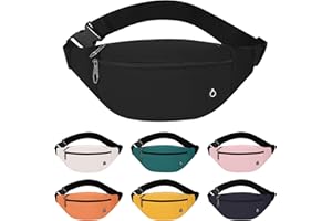 RISIPU Sac banane pour homme et femme – Sac banane imperméable avec prise casque et sangle réglable, 3 poches zippées, sac banane léger, idéal pour la course, la randonnée, le cyclisme, les voyages