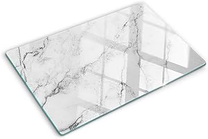 Tulup Tagliere Vetro Temperato - 80x52cm - Copri Piano Cottura - Marmo