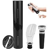 Weinflaschenöffner-Set, 4-in-1-Weinöffner-Set mit Folienschneider, Vakuum-Weinstopfen und Weinausgießer, Batteriebetriebener 