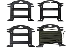 HSYTEK Lot de 4 enrouleurs de corde, enrouleur de corde en plastique noir, organisateur de fil de pêche, guirlande lumineuse