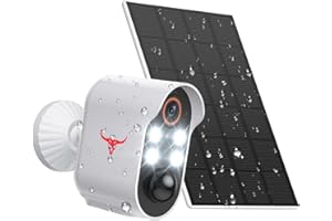 Aiwit 1080p Solar Security Camera, Wireless Indoor/Outdoor Surveillance Bullet Cam, AI Human Detection, Night Vision, 2-Way Audio, Real-Time Alerts, Cloud Storage ((4 Spotlights))