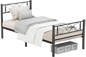 VASAGLE Single Bed Frame, Metal Bed Frame, Fits 90 x 190 cm Mattress, Easy Assembly, for Small Spaces, Guest Room, Black RMB061B01
