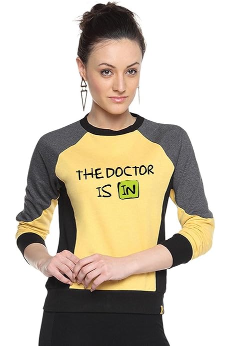 Buy Campus Sutra Yellow Womens Combination Printed Sweatshirt  (AW15_HTRI_W_HUM_YE_S) at Amazon.in