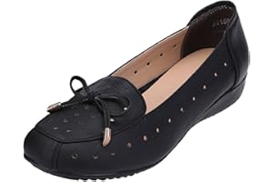 Jamron Donna Vera Pelle Comfort Scarpe Suola Morbida Ballerine Tacco Basso a Zeppa Pantofole