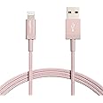 Amazon Basics Nylon Braided USB-A to Lightning Cable - MFi Certified iPhone Charger, 1.8 m, Rose Gold