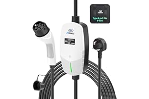EVDANCE EV Charging Cable for Electric and Hybrid Vehicles, 6 Metres, 3 Pin UK Plug to Type 2 Car Charger, 10A Max, IP66 Protection Suitable for Home & Travel, White