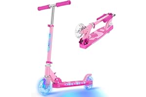 ‎TONBUX TONBUX Roller Kinder 6 Jahren, Kinder Roller mit Cool Beleuchteten Stangen, Rädern und Deck, 3-Stufig Höhenverstellbarer Kinderroller, Faltbarer Leichter Scooter Kinder von 5 bis 12 Jahren