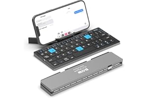 Sikai Mini Teclado para Teléfono Móvil - Inglés Disposición con Soporte Teclado Plegable QWERTY Compatible con Galaxy S24 iPhone 15 iPad Android Windows Teléfono Móvil Tablet Portátil
