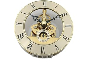 DEEWISH Movimento, scheletro trasparente inserti orologio da incasso quarzo orologio da tavolo orologio stile europeo orologio fai da te (diametro 86 mm, oro)