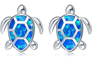 Schildkröte Ohrringe 925er Sterlingsilber Opal/Abalone Ohrringe für Frauen Tier Ohrstecker für Mädchen Schildkröte Geschenke für Kinder…