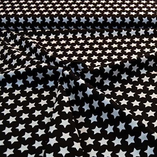 Baumwoll-Stoffe „Adrian“ Anker Sterne und Blumen aus 100% Baumwolle / Meterware ab 25cm / FX-1 (Sterne schwarz) - 2