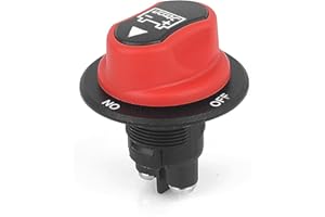 Jtron Battery Isolator Switch 12V 50A 50vmax on-off 2 Position Mini 22mm Cut off Waterproof Switch for Motorcycle Car Boat Truch RV (NO-OFF/50A)