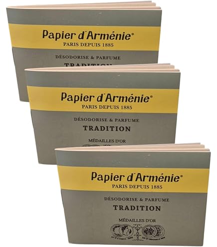 Papier D’Arménie Tradition – 3 Boekjes, Handgemaakt, Met Benzoëhars, Natuurlijke Luchtverfrisser En Reiniger