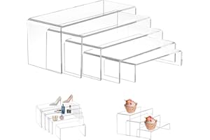 Ksvaye 5 Pezzi Espositore Profumi Alzate per Allestimenti in Acrilico Trasparente, Espositore Acrilico per Cupcakes, Profumi, Oggetti da Collezione, Cosmetici, Decorazione e Esposizione Artigianale