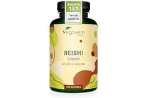 REISHI Vegavero | 16.900 mg (13:1) | con 40% Polisaccaridi + 20% Beta Glucani | Ganoderma Lucidum Puro | Analisi di Laboratorio | 120 capsule | Vegan