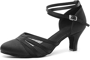 YKXLM Chaussures de Danse Latine pour Femmes Chaussures de Danse Tango Valse Sociale Salsa en Maille Satinee