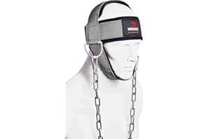 Arnés de Cabeza de Cuello para Entrenamiento de Resistencia por DMoose Fitness. Anillos D extra-pesados y Cadena de acero, Neopreno de ajuste cómodo, Costura superior de sillín. Construir un cuello más grueso con correa de cuello de ejercicio duradero