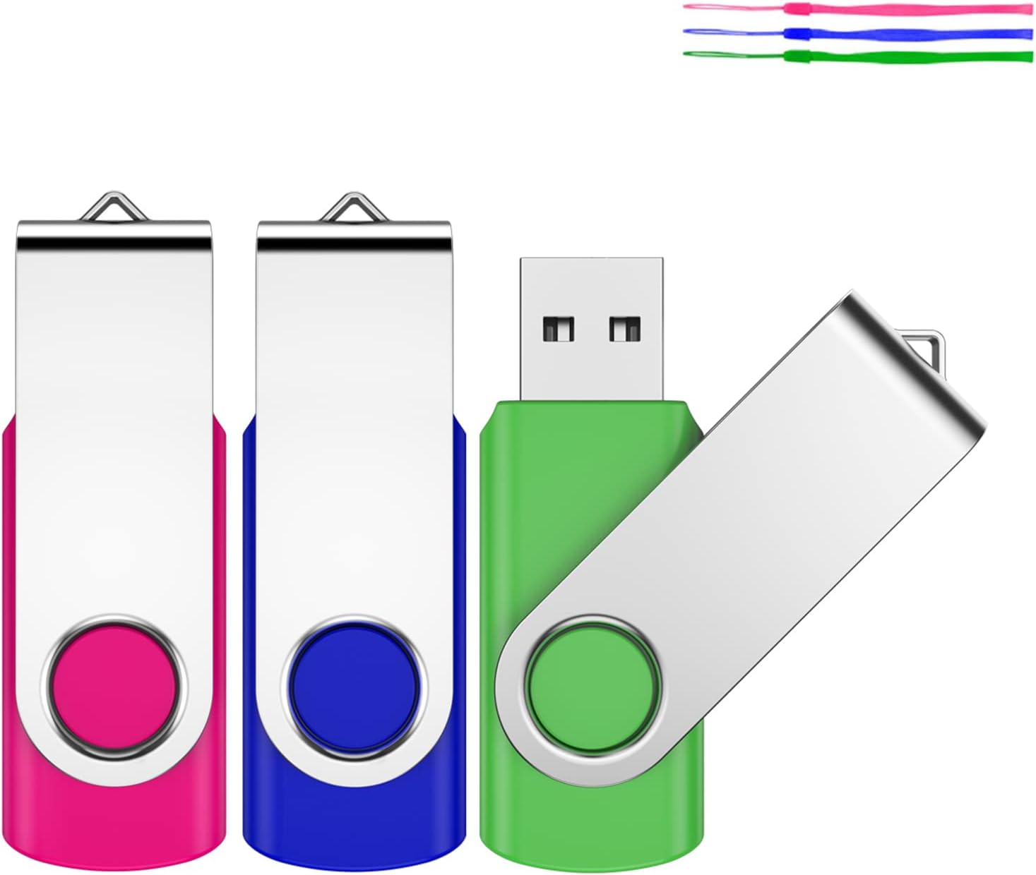 JEVDES 16GB USB Memory Stick 3 Pack USB Stick Flash Drive USB 2.0 Pen Drive Swivel Design Thumb Drive for Data Storage Zip Drive Jump Drive with LED Light (3 Colors)