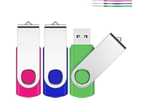 JEVDES 2GB USB Memory Stick 3 Pack USB Stick Flash Drive USB 2.0 Pen Drive Swivel Design Thumb Drive for Data Storage Zip Drive Jump Drive with LED Light (3 Colors)